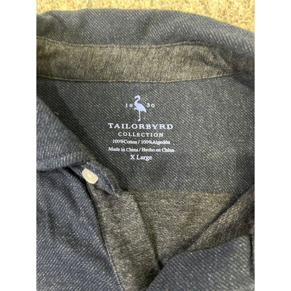 Tailor Byrd Collection Long Sleeve Brushed Cotton Button-Up Size XL Navy - Picture 2 of 9